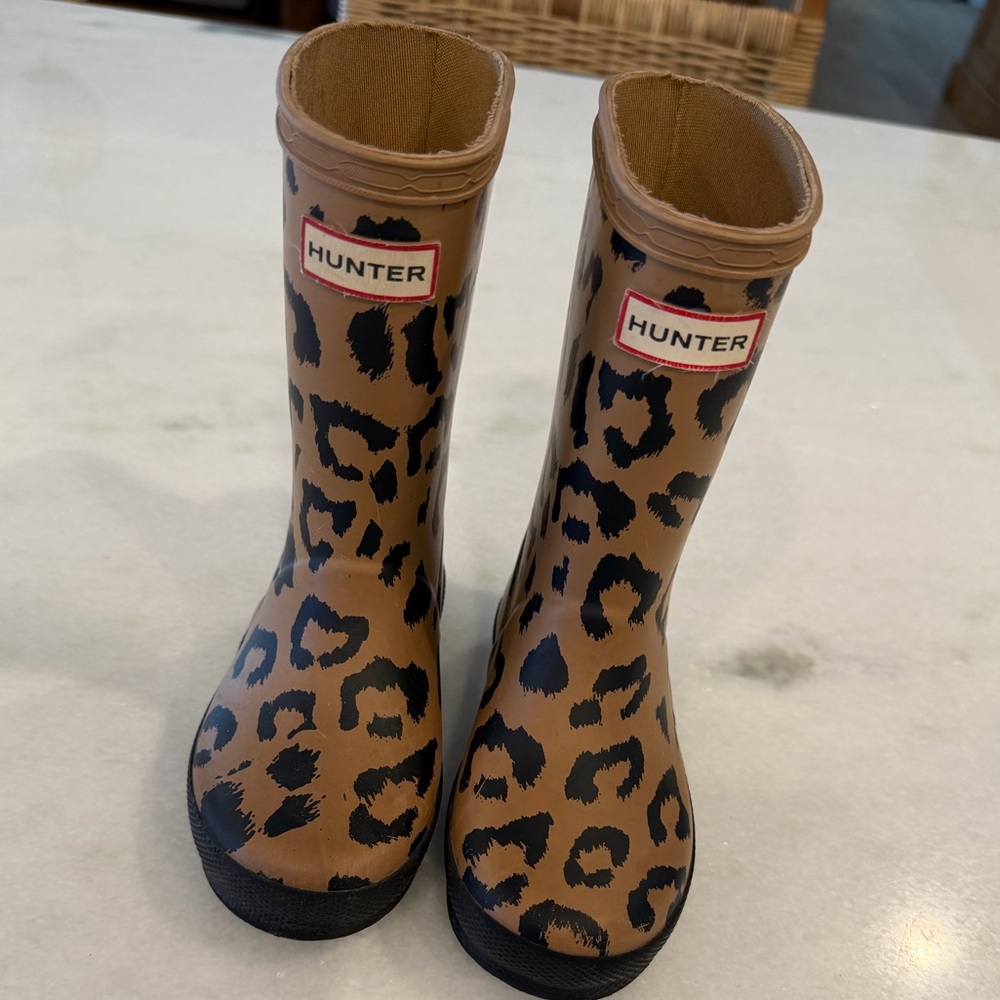 Hunter Girls Leopard Print Boots